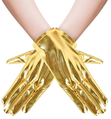 DIELOVEHUA Gants Halloween Court avec Éclat Métallique pour Fêtes et Soirées à Thème