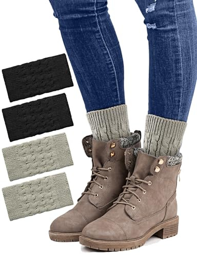 MELLIEX 2 Paires de Jambières Femme, Courtes Crochet Tricoté Bas Guêtres d'Hiver Chaudes Legging Chausettes Extensibles pour Femmes