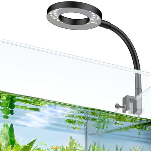 Pawfly 4.5 W LED Aquarium Light Clip On Fish Tank Light for 3.8 to 38 L Fish Tanks USB Moving Aquarium Lamp with Full Spectrum Dimmable White Blue Red Green Lights with Timer (Adapter Not Included)