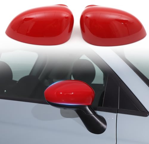 Juego de cubiertas para espejos retrovisores exteriores, compatibles con @Fiat @500 500C/500E/Abarth 500 2007-2024, cubiertas de espejo retrovisor de reemplazo (rojo) (Rojo)