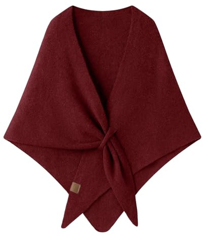 Modaworld Scialle in Pashmina da Donna, Scialli e Stole Lavorati a Maglia, Cardigan, Mantella, Lana, Cashmere, Top con Spalle, Maglione, Scialle, Sciarpa 2025 (02 Vino, Taglia Unica)