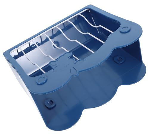 Kichvoe Soporte Dispensador de Comida para Conejos y Cobayas, Rejillas para Chinchillas, Estante de Almacenamiento de Plástico Resistente en Azul, Comedero para Jaulas de Pequeños