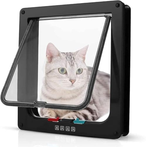 Kattlucka, Innerdörr, Med Chipigenkänning, 4-vägs Magnetisk Stängning, Hundlucka Chip, Tunnel(Schwarz,Large)