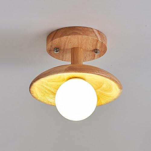 Lámpara de Techo Moderna de cerámica lámpara de Techo Minimalista empotrada de 22 cm de diámetro con Base E27 luminaria semiempotrada para Pasillo Entrada Dormitorio Cocina Color Negro.