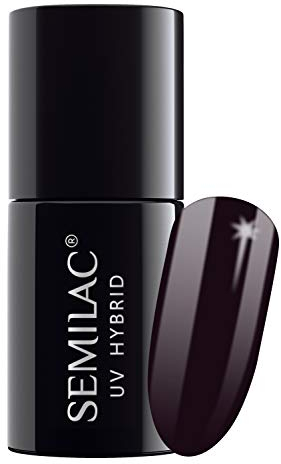 SEMILAC Gel Nail Polish 100 Black Purple - Full Coverage Gel Polish - Soak Off Easy To Use LED/UV Nail Lamp - Long Lasting Manicure and Pedicure up to 3 weeks