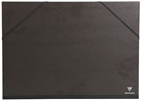 Clairefontaine 44800C Kraft Zeichenmappe (Gummizug, Rücken 30 mm, DIN A3+, innen: 29,7 x 42 cm, außen: 32 x 45 cm, ideal zur Aufbewahrung Ihrer Werke) schwarz