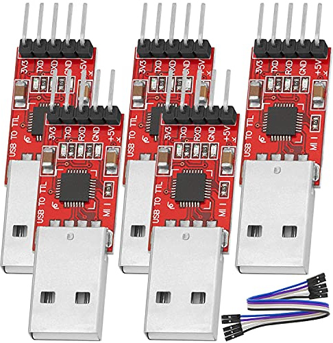 AZDelivery 5 x CP2102 USB zu TTL Konverter HW-598 für 3,3V und 5V mit Jumper Kabel kompatibel mit Arduino inklusive E-Book!