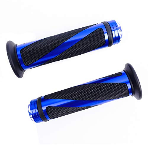 SFONIA 2pcs Poignées de Guidon Poignée Moto 22MM 7/8 en Caoutchouc Anti-dérapant Universel pour Moto Scooter Quad Cruiser Off Road (Bleu)