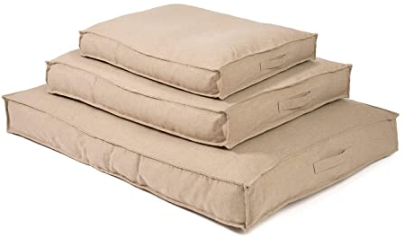 JAMAXX Premium Hundekissen in edler Leinen-Optik/Orthopädisch Memory Visco Schaumstoff/Waschbar Abnehmbarer Bezug/Wasserabweisender Innenbezug - Hundebett PDB1005 (S) Coffee-beige 65x50