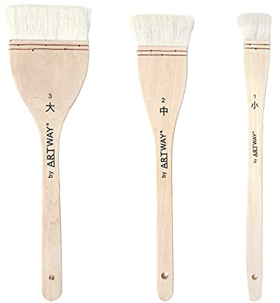 Artway Juego de 3 Pinceles Chinos de merluza, 25 mm, 45 mm, 75 mm