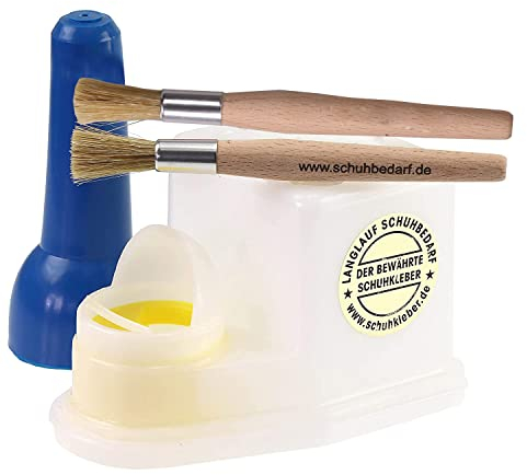 Klebstoff Sparbehälter mit 2xPinsel – luftdichter Leimspender für Schuhkleber, Holzleim, Kontaktkleber & Bastelkleber – robuster Leimbehälter für Werkstatt, Handwerk, Modellbau & Reparatur (0,4 Liter)