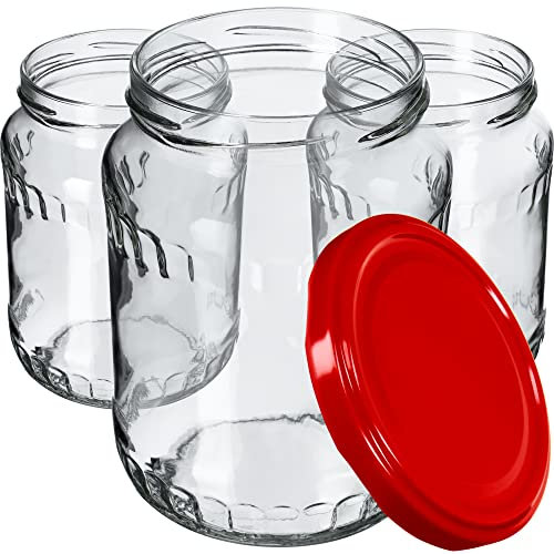 KADAX Lot de 8 bocaux de conservation de 720 ml, idéaux pour la conservation et le rangement, bocaux avec couvercle à visser, Twist Off to 82, bocaux de conservation à insérer (rouges)