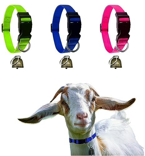 Ziegenhalsbänder mit Glöckchen, verstellbares Nylon-Halsband-Set, Schafhalsband mit Kuh, Pferd, Schaf, Anti-Verlust, Bronze, Glockenzubehör für Kuh, Ziege und kleine Bauernhof, Haustiere, Ziege,