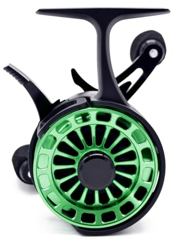 Inline Ice Fishing Reel, 3.2:1 High Speed Gear Ratio, 3+1 Anti-Reverse Ball Bearings, Magnetic Brakes, Lightweight Graphite Frame with a CNC Aluminum Spool for Winter Fishing