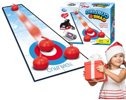 HAMIL Curling-Spiel, Tisch-Curling-Spiel | Bowlingspiel für den Boden | Indoor-Curling-Spiel mit Matte, lehrreiches und tragbares Curling für Kinder, Reisen und Partyspaß