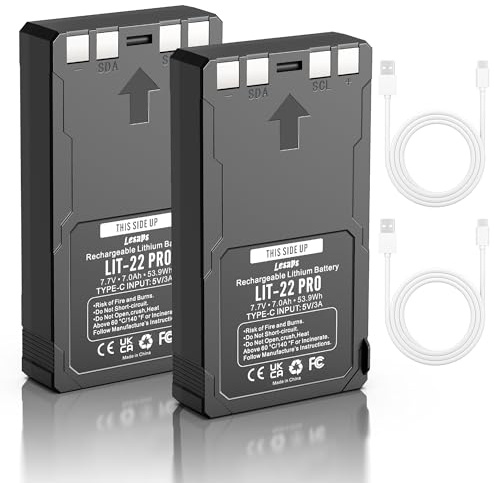 2-pack LIT-22-batteri 7 000 mAh uppladdningsbart litiumbatteri för SPYPOINT Trail kamera - kompatibel med Flex-M, Flex G-36, Flex-Plus, Flex-S Cellular Trail-kameror (inkluderar typ-C-kabel)
