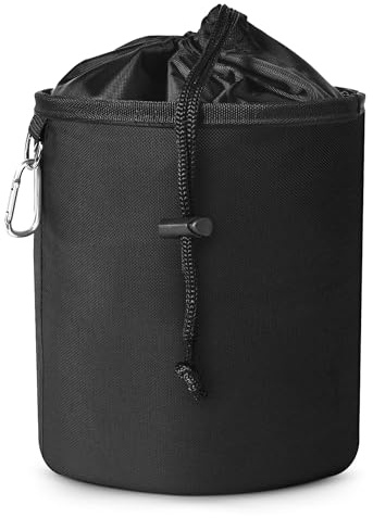 Clothes Peg Bag for Washing Line with Hanger – Large Waterproof Peg Bags for Washing Line, Drawstring Closure With Carabiner, Holds up to 300 Pegs, Indoor Outdoor Laundry Storage (28 x 20 cm), Black