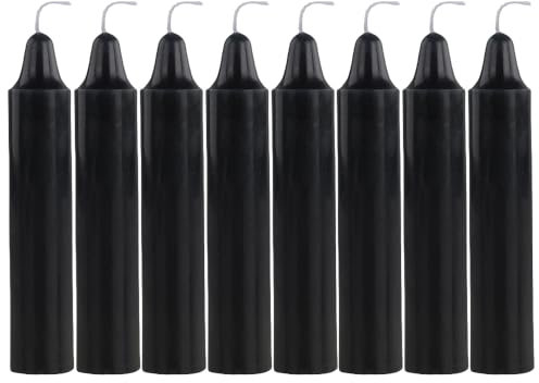 Rauchfreie Stabkerzen, 8 Stück, Schwarz, Wachskerzen für Haushalt und Beleuchtung, 2.1x11cm