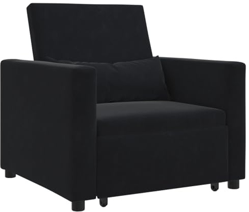 vidaXL Sillón Negro Moderno para Sala de Estar, Silla tapizada estilosa con Fundas de Cojines Removibles, Marco de Madera, Ideal para Relajarse y Leer, Muebles compactos de poliéster y Madera.
