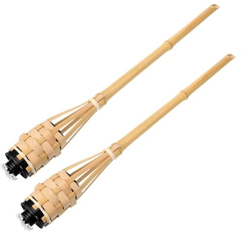 SHINEOFI 2pezzi in Bambù Per Esterni Lampada Portatile Da Giardino in Bambù Fatta Mano Decorazione Per Patio e Prato Illuminazione Calda e Affascinante Per Spazio