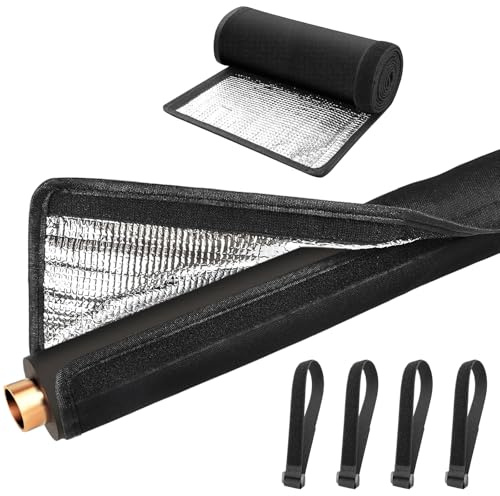 Dnairtly AC Pipe Insulation Outdoor Wrap, 3 Layer HVAC Copper Pipe Insulation Sleeve with 4 Straps, Waterproof Air Conditioner Line Insulation Cover for Outside 72x10.2 Inch