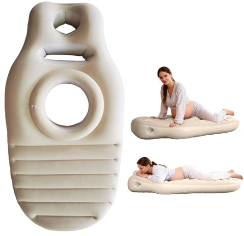 Wxeadu Almohada Inflable de Embarazo, Almohada De Maternidad con Orificio para El Abdomen, Colchoneta de Yoga con Agujero, Cojin Embarazada PVC Espesante para Soporte Corporal Completo