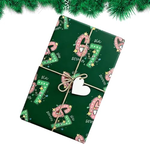 Julklappspapper – 70 x 50 cm julklappspappersrullsset, roligt 67 presentpapper | återvinningsbara papper, festlig design för födelsedagsfirande