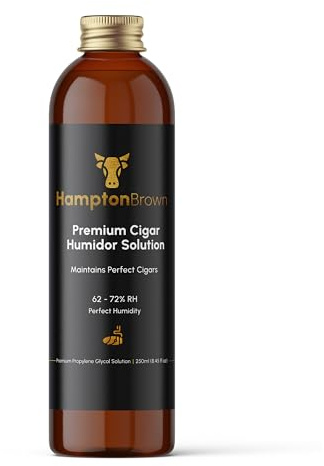 Hampton Brown Premium Humidor Solution, 250ml, Propylene Glycol Formula, 62-75% RH Control, for Long-Term Cigar Storage and Preservation
