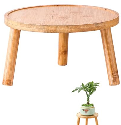 YANJIY Taburete De Flores Pequeña, Soporte Para Plantas Madera, Taburete Redondo Para Flores, Banco De Flores, Taburete Madera Bajo Para Plantas, Para Interior, Exterior, Balcón (16 x 10 cm)