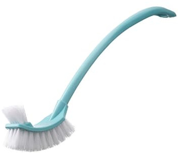 Acouto Escobilla de Baño con Largo, Escobilla y Soporte para Inodoro, Cepillo de Limpieza Profunda con Cerdas Curvadas para Baño, Inodoro y Baño, Cepillo de Limpieza de Plástico Suave Pero Eficaz