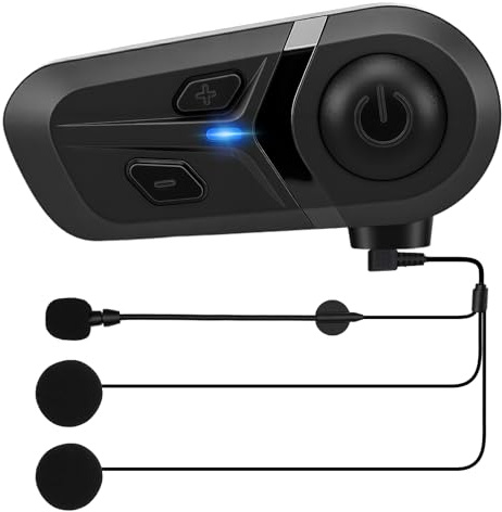 Auricolare Bluetooth per Moto, Cuffie per Casco da Motociclista con Cancellazione del Rumore, Assistente Vocale Risposta Automatica Controllo Musicale, IP67 Impermeabile Doppio Dispositivo
