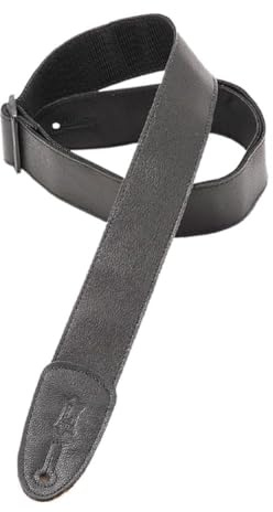 Levy's Leathers 2 Wide Black Garment Leather Guitar Strap with Polypropolene Backing and Tri-Glide Adjustment, Black (M7GP-BLK)