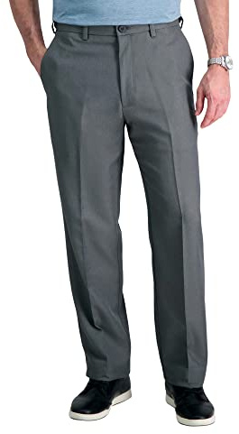 Haggar Mens Men's Cool 18 Classic Fit Hidden Expandable Waist Pant, Graphite, 36x34