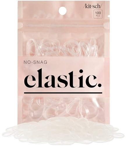 Kitsch Pro No Snag Mini Gummy Elastic Hair Bands For Hair Styling, Braids, Ponytails, Hair Ties for Toddlers, 100 Pcs in a Pack (100 Count (1 Pack), Clear)