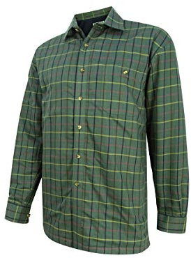 Hoggs of Fife Beech Fleece Lined Shirt Green Check Medium Green Medium Green