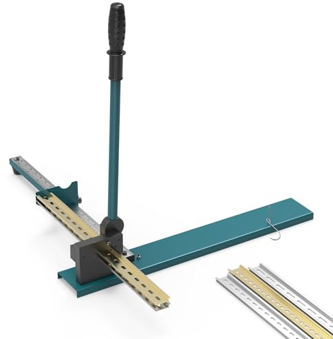 BreeRainz Din Rail Cutter, Double Groove Rail Cutter Tool w/Dual Scale Measuring Ruler, for 1.4 Inch Iron Aluminum Rails