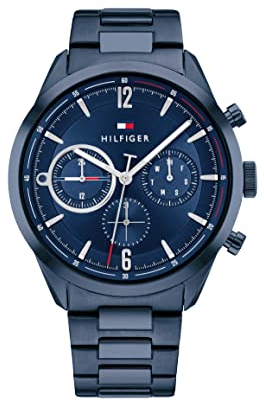 Tommy Hilfiger Multi Zifferblatt Quarz Uhr für Herren mit Blaues Edelstahlarmband - 1791945