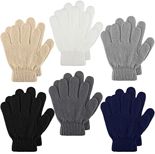 SATINIOR 6 Paar Winter Kinder Handschuhe Kleinkinder Strickhandschuhe Baby Stretch Fäustlinge (Dunkle Farbe, 1-4 Jahre)