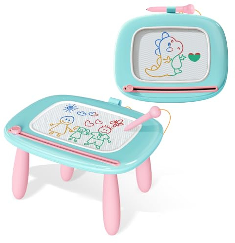 Kikidex Juguetes para niños pequeños de 1 a 3 años,pizarra mágicas magnética,juguetes para niñas,pizarra mágicas para pintar,juguetes educativos para bebés y niños,regalo de cumpleaños (Azul menta)