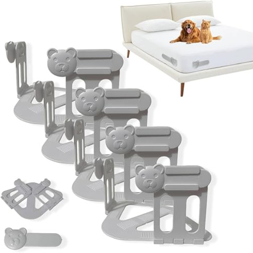 LAIKAIEU Ferma Lenzuola con Strisce di Bloccaggio, Clip Antiscivolo per Lenzuola, Mantieni I Fogli Fermi E Stretti, per Materassi, Coperte E Biancheria da Letto di Tutte Le Dimensioni (Grigio,4pcs)