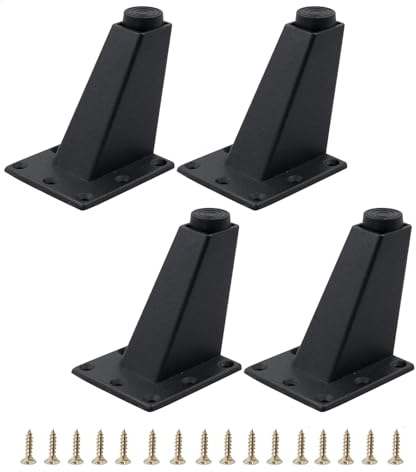 Piedini per mobili regolabili in altezza, 4 pezzi, 8 cm, triangolari, piedini per armadio, divano, tavolino da caffè, mobile TV e altre gambe di mobili, piedini in metallo per mobili (nero)