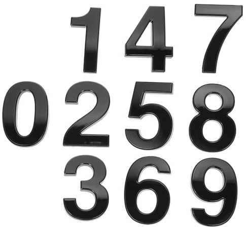 Ipetboom Numéros de Porte Adhésifs 10 Cm Noir Plaqué Électrolytique, Autocollants Chiffres 0 à 9 pour Boîte aux Lettres et Porte Hôtel, Décoration Intérieure, Lot de 10 Pièces, Usage