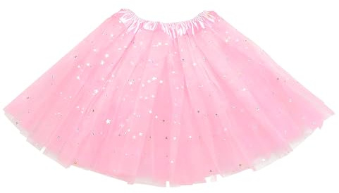 Embhlitfe Tutu Skirt for Girls, 30cm Pink Ballet Skirt for Dance Class & Birthday Party, Sparkly Princess Dress Up Costume for Photo Shoot, Performance (3-8 Years)