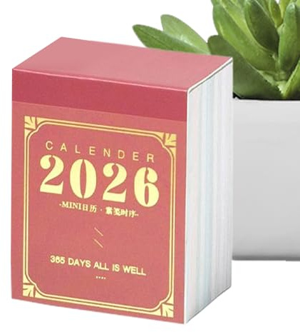 Liten kalender 2026, tjock pappersavrivning | 365 dagskalender 2026 planerare | för planering schema möte kontor skola resa student lärare jul