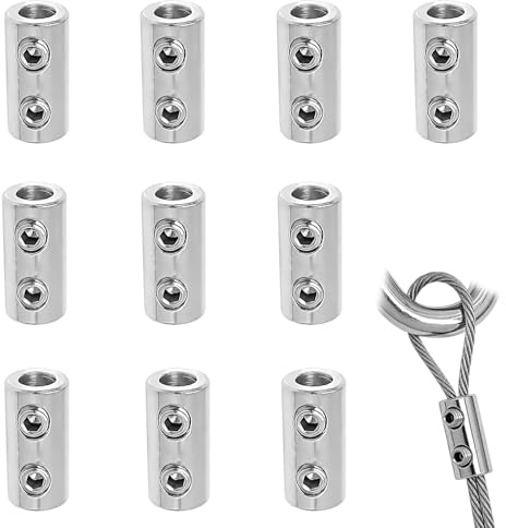 VZU Rostfreie Edelstahl-Klemmen, 10er Set für 1.5–2 mm Drahtseile, Universelle Doppelloch-Verschlüsse für Kabel, Wäscheleinen & Stahlseile