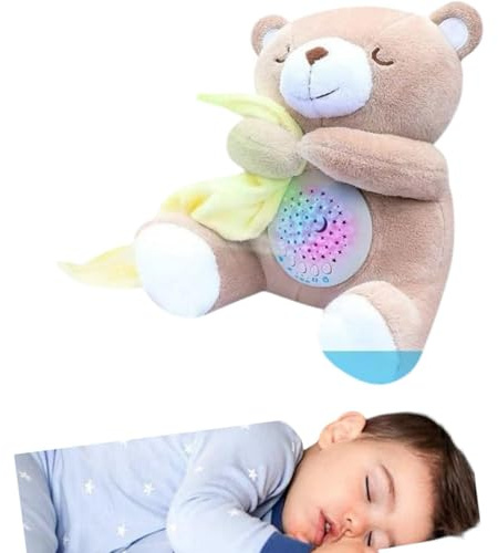 LYNDAY Veilleuse Coranique Bébé Peluche – Doudou Apaisant avec Détecteur de Pleurs, Veilleuse Projection Étoiles, Récitations Coraniques, Aide Sommeil Bébé, Cadeau Naissance