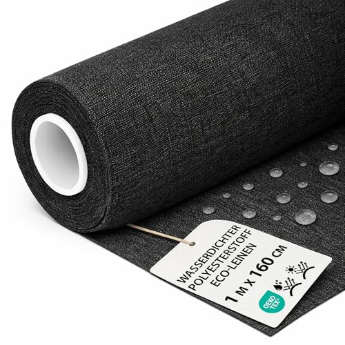 Utomhustyg Metervara Vattenavvisande Polyestertyg 1 M x 160 cm – Markistyg för Solsegel Trädgårdsmöbler Dynor Klädsel Utemöbler Slitstarkt Robust med Oeko Tex Grafit ekologiskt linne