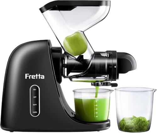 Fretta Cold Press Juicer, 76mm Wide Dual Chute for Whole Fruits, BPA-Free