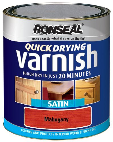 Ronseal QDVSM250 250ml Quick Dry Varnish Coloured Satin - Mahogany
