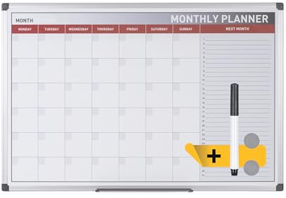 Bi-Office Month Planner, Magnetic, Aluminium Frame, 90 x 60 cm